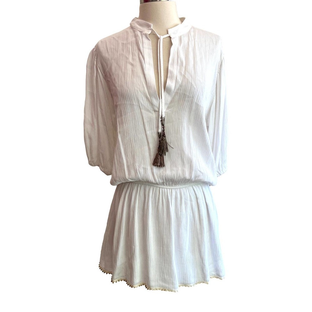 Tea Bags Los Angeles Brand White Crackle Texture Cover Up Dress XS EUC - Picture 1 of 12